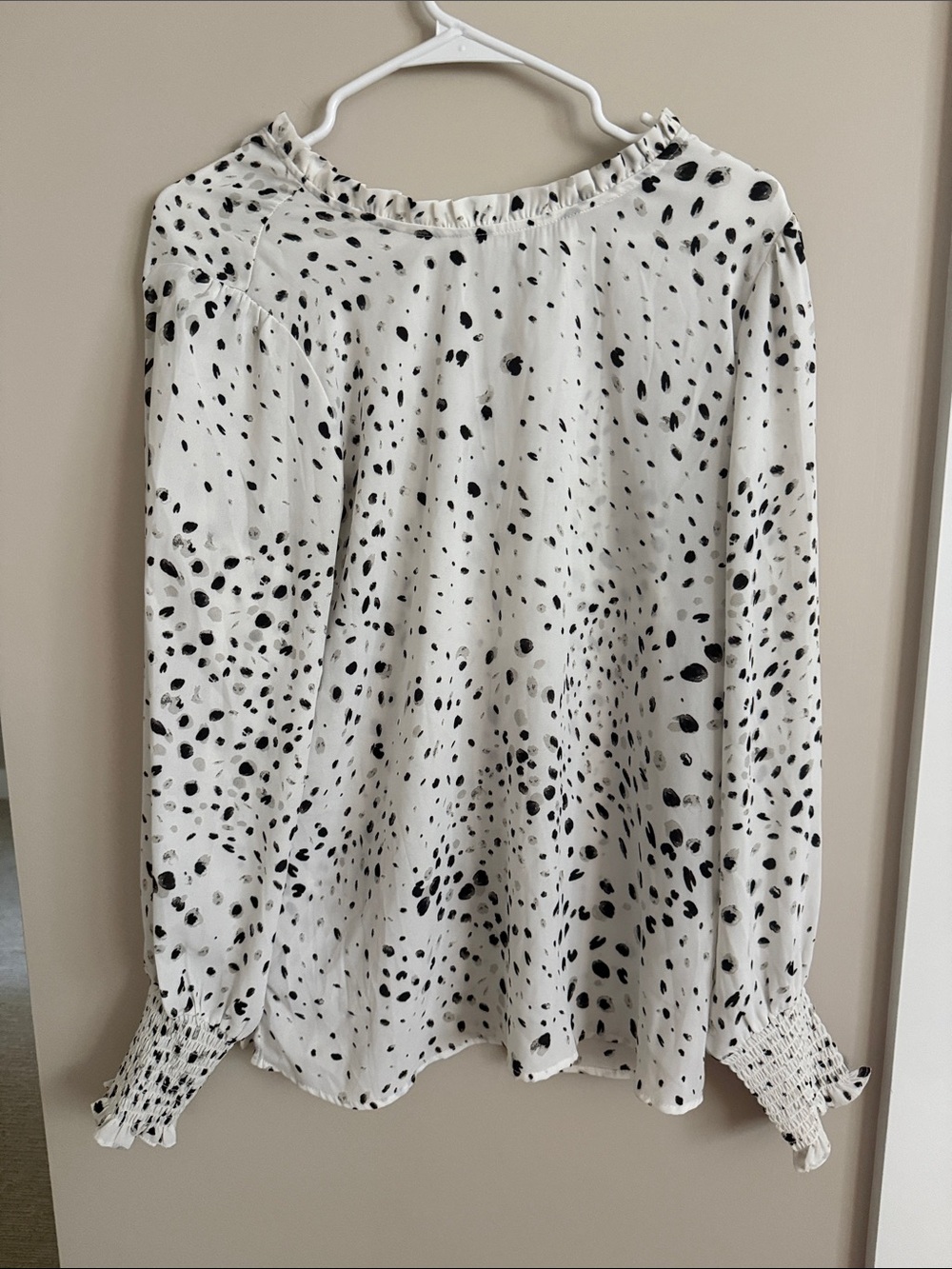 Rachel Zoe White Blouse with Black Speckle Print